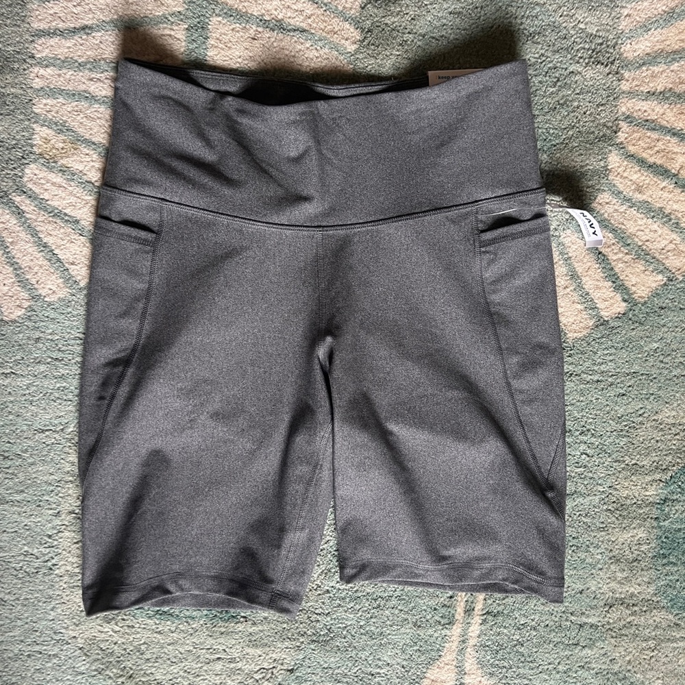 Old Navy Gray Bike Shorts with Wide Waistband and Compression Fit